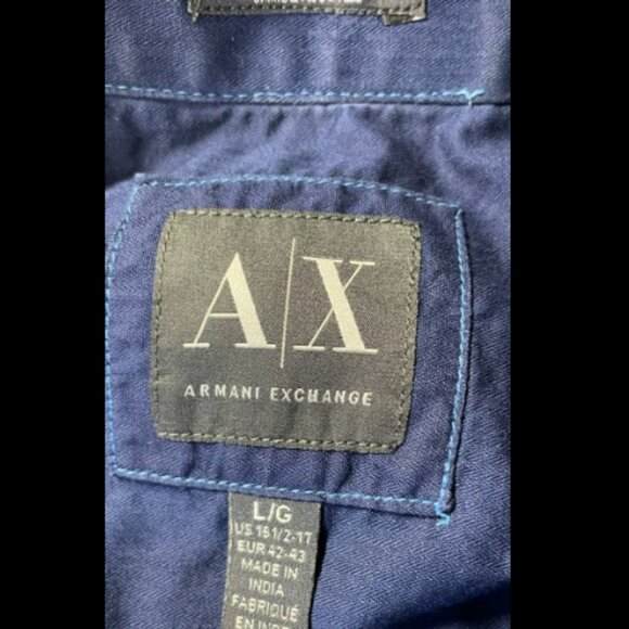 Share Armani Exchange Mens Button Up Collar Shirt: Blue, Large, Slim Fit, Long S - Picture 2 of 4